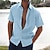 levne Bavlněné lněné košile-Pánské plátěná košile Letní košile Plážová košile Černá Bílá Vodní modrá Krátký rukáv Pevná barva Přehnutý Léto Havajské Dovolená Oblečení Tlačítko dolů