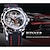お買い得  機械式腕時計-WINNER 男性 機械式時計 贅沢 大きめ文字盤 ファッション ビジネス 自動巻き 光る デコレーション レザー 腕時計