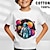 billige guttes 3d-t-skjorter-Jente 3D Grafisk Astronaut Rom T skjorte T-skjorte Kortermet 3D-utskrift Sommer Vår Aktiv Mote søt stil 100 % bomull Barn 3-12 år utendørs Avslappet Daglig Normal