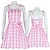 cheap Movie &amp; TV Theme Costumes-Movie Outfits Doll Hot Pink Plaid Dress Costume for Girls Women Kids Adults Flare Dress Pink Gingham Dress Y2K Retro Vintage Beach Vacation Daily Wear Halloween Carnival
