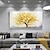 billiga Blom- och växtmålningar-handgjord oljemålning canvas väggkonst dekor original gyllene träd textur träd i full för heminredning med sträckt ram utan inner ram målning