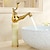 preiswerte Spray herausziehen-Traditionelle Badezimmerarmaturen mit ausziehbarem Waschbecken, kurz/hoch, Vintage-Messing-Wasserhähne, Keramik-Einhandgriff, mit Kalt- und Warmwasserschlauch