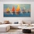 billiga Landskapsmålningar-handgjord handmålad oljemålning väggkonst abstrakt blått hav båtmålningar heminredning dekor rullad duk utan ram osträckt