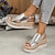 billige Sandaler til kvinner-kvinners kilesandaler plattformsandaler strand sommer elegant mote uformelt kunstskinnspenne sølv mandel