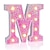 billiga Dekorativa ljus-led bokstavsbelysning lyser upp rosa bokstäver glitter alfabet bokstavsskylt batteridriven för nattlampa födelsedagsfest bröllop flickor presenter hem bar juldekoration rosa bokstav