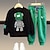 cheap Sets-2 Pieces Kids Boys Hoodie &amp; Sweatpants Set Clothing Set Outfit Bear Letter Long Sleeve Pocket Set Outdoor Fashion Cool Daily Spring Fall 7-13 Years Black White Army Green