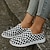 cheap Women&#039;s Slip-Ons &amp; Loafers-Women&#039;s Sneakers Boat Shoes Slip-Ons Plus Size Canvas Shoes Comfort Shoes Outdoor Daily Plaid Summer Flat Heel Round Toe Casual Comfort Minimalism Walking Canvas Loafer Black And White Multicolor