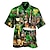 tanie męskie koszule obozowe-Męskie Koszula Koszula hawajska Wzory graficzne Drink Wieczorne Jasnożółty Żółty Jasnozielony Ciemnozielony Fioletowy Codzienny Hawajskie Krótki rękaw Nadruk Przycisk w dół Odzież Tropikalny Moda