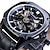 cheap Mechanical Watches-WINNER Men Mechanical Watch Luxury Large Dial Fashion Business Hollow Skeleton Automatic Self-winding Luminous Waterproof Leather Watch