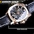 お買い得  機械式腕時計-WINNER 男性 機械式時計 贅沢 大きめ文字盤 ファッション ビジネス スケルトン 自動巻き 光る 防水 レザー 腕時計