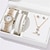 preiswerte Quarz-Uhren-Damen-Quarzuhr, 5-in-1-Luxus-Bling-Strass-Armbanduhr mit Armband-Set, Chronograph-Dekoration, Edelstahl-Armbanduhr