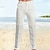 abordables pantalon en lin-Homme Pantalon en lin Pantalon pantalon été Pantalon de plage Jambe droite Plein Confort Extérieur Casual du quotidien Mélange de Lin &amp; Coton Vêtement de rue mode Noir Blanche