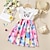 cheap Dresses-Kids Girls&#039; Dress Butterfly Gradient Short Sleeve Outdoor Casual Ruffle Vacation Fashion Daily Polyester Midi Casual Dress A Line Dress Summer Dress Summer Spring 2-8 Years White