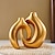 זול אגרטלים וסלים-אגרטל זוג זהב מודרני עיצוב קו פשוט חומר שרף אגרטל דקורטיבי ניתן להרכיב או להפריד לקישוט מתאים למסיבה ביתית חתונה וקישוטים אחרים מתנות 2 יחידות