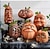 abordables Decoraciones Colgantes y de Mesa para Halloween-Decoración de calabaza de Halloween, decoración de otoño, figuras expresivas de calabaza, familia, freak al aire libre, conjunto de seis combinaciones, accesorios de diseño del lugar para fiestas en interiores y exteriores