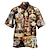 billige herrelejrskjorter-Herre Skjorte Hawaii skjorte Grafiske tryk Drikke Aftæpning Lysegul Gul Lysegrøn Mørkegrøn Lilla Afslappet Hawaiiansk Kortærmet Trykt mønster Knap ned Tøj Tropisk Mode Hawaiiansk Blødt