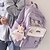 お買い得  子供とティーンのバックパック-女の子用の美しい紫色のバックパック。ウサギのぬいぐるみキーホルダーとメッシュポケット付き。10代の学生や日常使いに最適な軽量防水スクールバッグ。