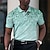 voordelige herenpolo&#039;s met knopen-Voor heren POLO Shirt Revers polo Polo&#039;s met knopen Golfshirt Grafische prints Geometrie Strijkijzer Blauw-Groen Geel Blozend Roze blauw Groen Buiten Straat Korte Mouw Afdrukken Kleding Sport Modieus
