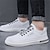 cheap Men&#039;s Sneakers-Men&#039;s Sneakers Sporty Look White Shoes Walking Sporty Casual Outdoor Daily Faux Leather Breathable Comfortable Slip Resistant Lace-up Black White Summer