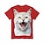 ieftine tricouri 3d fete-Fete 3D Grafic Animal Pisica Tricou Manșon scurt Tipărire 3D Vară Primăvară Activ Modă Drăguţ Poliester Copii 3-12 ani În aer liber Casual Zilnic Fit regulat