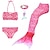 preiswerte Badebekleidung für Mädchen-Kinder Mädchen fünfteiliger Bikini Schwimmen Regenbogen süßer Aufdruck Badeanzüge 3-10 Jahre Frühlingsrose rot