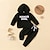 cheap Sets-2 Pieces Toddler Boys Hoodie &amp; Sweatpants Set Outfit Letter Long Sleeve Pocket Cotton Set Outdoor Active Sports Fashion Spring Fall 3-7 Years Black White