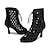baratos Botas de dança-Mulheres Botas de Dança Profissional Sapatos Brilhantes à moda Sensual Gliter com Brilho Dedo Aberto zíper Com Cadarço Adulto Preto