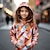billiga flickas 3d huvtröjor och tröjor-Flickor 3D Grafisk Geometrisk Färgblock Huvtröja Långärmad 3D-tryck Sommar Vår Höst Aktiv Mode söt stil Polyester Barn 3-12 år Utomhus Ledigt Dagligen Normal