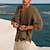 ieftine Cămăși Bumbac-Bărbați cămașă de in Cămașă de vară Cămașă de plajă Negru Maro Verde Manșon Lung Simplu Guler de stand Vară Primăvară Casual Zilnic Îmbrăcăminte
