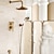 abordables Appareils de douche extérieurs-ensemble de robinet de douche mural en laiton vintage, ensemble de combinaison de pluie au-dessus de la tête mitigeur de salle de bain douche en céramique pulvérisateur à main haute pression noir antique