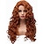 cheap Costume Wigs-Long Fox Red Hair Curly Wavy Full Head Halloween Wigs for Women Cosplay Costume Party Hairpiece