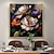 cheap Floral/Botanical Paintings-Manual Handmade Oil Painting Hand Painted Square Abstract Floral / Botanical Modern Realism Rolled Canvas (No Frame)
