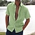 abordables Camisa de lino y algodón-Hombre camisa de lino Camisa de verano Camisa de playa Negro Blanco Azul Piscina Manga Corta Color sólido Cuello Vuelto Verano Hawaiano Festivos Ropa Abotonar