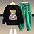 preiswerte Sets-2 Stück kinderkleidung Jungen Set aus Kapuzenpullover und Jogginghose Kleidungsset Outfit Bär Buchstabe Langarm Tasche Set Outdoor Modisch Cool Täglich Frühling Herbst 7-13 Jahre Schwarz Wei