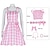 cheap Movie &amp; TV Theme Costumes-Movie Outfits Doll Hot Pink Plaid Dress Costume for Girls Women Kids Adults Flare Dress Pink Gingham Dress Y2K Retro Vintage Beach Vacation Daily Wear Halloween Carnival