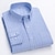 رخيصةأون قمصان رجالية-رجالي أزرق فاتح أبيض أزرق بحري داكن كم طويل منقوشة / مخطط / شيفرون قبعة القميص كل الفصول المكتب &amp; الوظيفة مناسب للبس اليومي ملابس طباعة