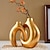 ieftine Vase &amp; Coșuri-vază de cuplu de aur design modern în linie simplă material din rășină vaza decorativă poate fi asamblată în cruce sau separată pentru decorare potrivită pentru petrecere acasă nuntă și alte