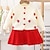 cheap Sets-2 Pieces Kids Girls&#039; Strawberry Button Skirt &amp; Sweater Set Long Sleeve Fashion School 3-7 Years Spring Yellow Red Purple