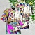 お買い得  メンズキャンプシャツ-男性用 シャツ ユニコーン 鮫 グラフィック ヒッピー キューバンカラー ホワイト パープル アウトドア カジュアル 半袖 プリント 衣類 スポーツ ファッション ストリートファッション デザイナー