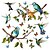 cheap Wall Stickers-1 Set Of Hummingbird Wall Decals, Peel And Stick, Bird Flower Wall Stickers Decor, Butterfly, Plant Vinyl Glass Wall Decals For Home, Removable Stickers For Bedroom, Window