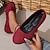 cheap Women&#039;s Flats-Women&#039;s Flats Slip-Ons Plus Size Comfort Shoes Daily Solid Color Flat Heel Square Toe Fashion Minimalism Satin Loafer Wine Red Black White