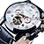 olcso Mechanikus órák-forsining férfiak mechanikus karóra luxus nagy számlap divat üzleti naptár dátum dátum hét bőr óra