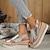 billige Sandaler til kvinder-kvinders kile sandaler platform sandaler strand sommer elegant mode afslappet imiteret læder spænde sølv mandel