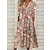cheap Print Dresses-Women&#039;s Casual Dress Shift Dress Floral Ditsy Floral Ruched Pocket Split Neck Midi Dress Classic Casual Daily Vacation Half Sleeve Summer Spring