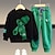cheap Sets-2 Pieces Kids Boys Hoodie &amp; Sweatpants Set Clothing Set Outfit Bear Letter Long Sleeve Pocket Set Outdoor Fashion Cool Daily Spring Fall 7-13 Years Black White Army Green