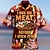 cheap Men&#039;s Graphic Shirts-Hawaii Mens Graphic Shirt Rub My Meat Before Stick In Short Sleeve Button Down Tops Turndown Red Outdoor Street Fashion Casual Breathable Comfortable Cartoon Barbecue Blue It Cotton Button-Down