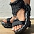 tanie Sandały damskie-damskie sandały na koturnie wygodne buty codzienne jednokolorowe letnie z odkrytymi palcami moda minimalizm czarny biały brązowy
