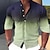 cheap Men&#039;s Vintage Shirts-Men&#039;s Shirt Gradient Striped Graphic Prints Stand Collar Pink Blue Green Khaki Gray Outdoor Street Long Sleeve Print Clothing Apparel Fashion Streetwear Designer Casual