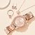 baratos Relógios Quartz-Relógio de quartzo feminino 5 em 1 luxo bling strass relógio de pulso com conjunto de pulseira cronógrafo decoração pulseira de aço inoxidável