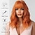 abordables Perruques Synthétiques Sans Bonnet-perruques frisées au gingembre pour les femmes perruques courtes orange avec une frange cheveux synthétiques cosplay d&#039;apparence naturelle